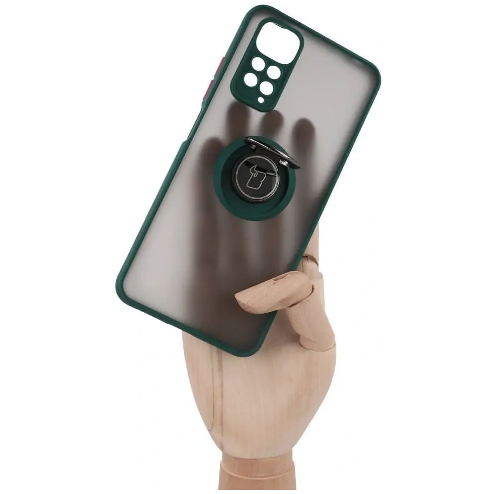 Hurtownia GSM - Bizon Case Hybrid Ring Xiaomi Redmi Note 11 / 11S 4G fumuriu cu un cadru verde închis - BIZ2276 - {ean13} - Hurt