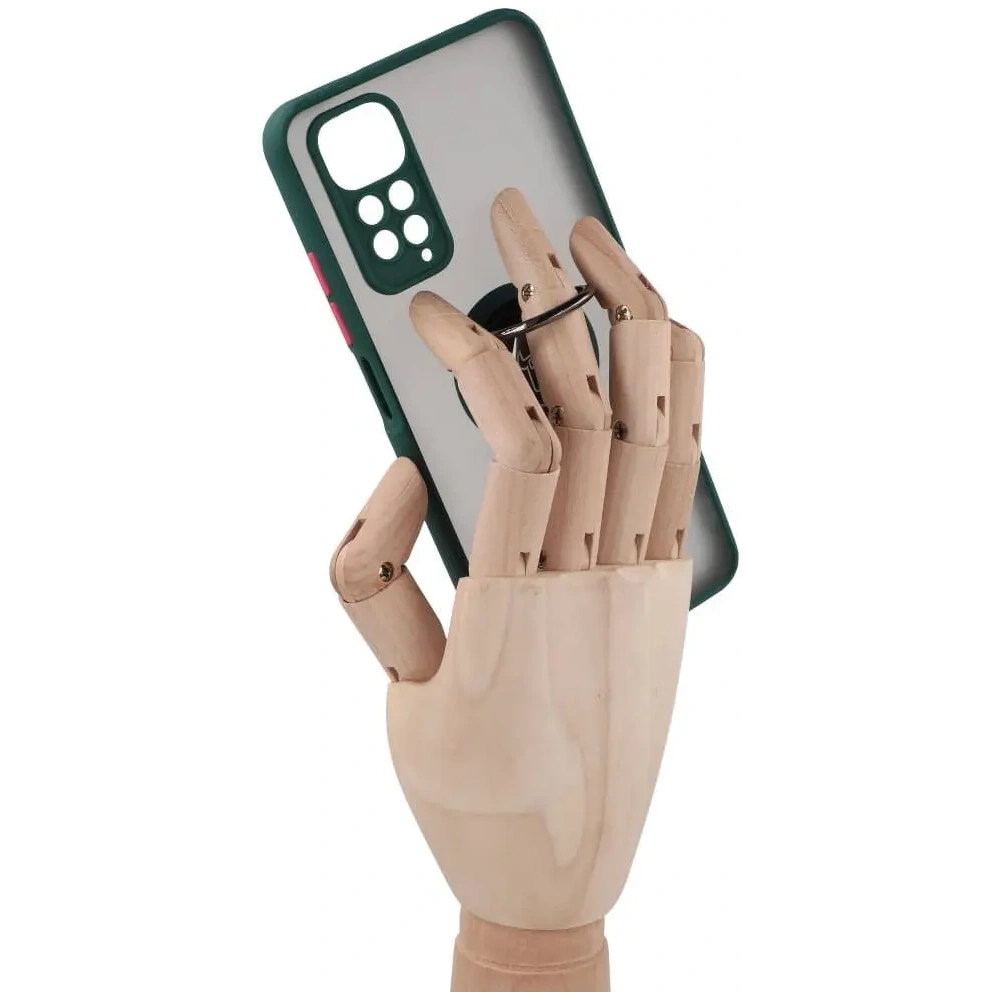 Hurtownia GSM - Bizon Case Hybrid Ring Xiaomi Redmi Note 11 / 11S 4G fumuriu cu un cadru verde închis - BIZ2276 - {ean13} - Hurt