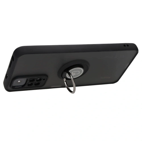 Etui z uchwytem na palec Bizon Case Hybrid Ring do Xiaomi Redmi Note 11 / 11S 4G przydymione z czarną ramką