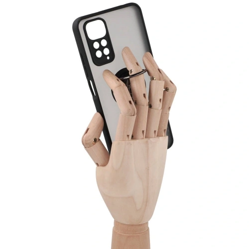 Etui z uchwytem na palec Bizon Case Hybrid Ring do Xiaomi Redmi Note 11 / 11S 4G przydymione z czarną ramką