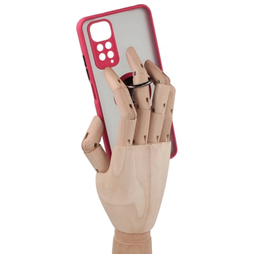 Etui z uchwytem na palec Bizon Case Hybrid Ring do Xiaomi Redmi Note 11 / 11S 4G przydymione z czerwoną ramką