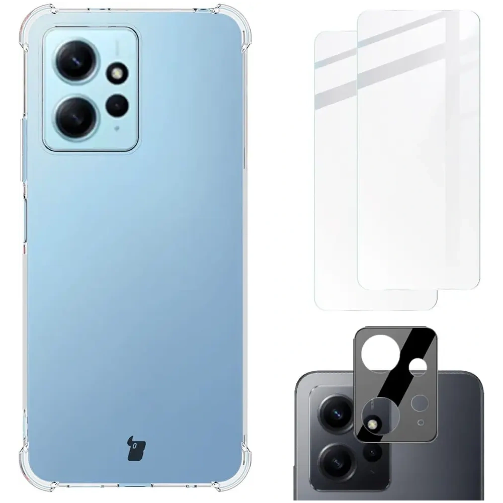 Wholesale Bizon Case Clear Pack case + 2x screen glass + lens glass Xiaomi Redmi Note 12 4G clear - BIZ2288 - {ean13} - Hurt