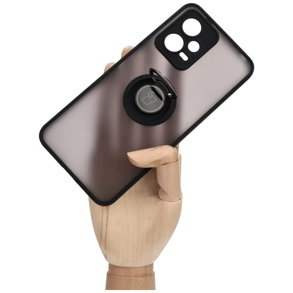 Hurtownia GSM - Bizon Case Hybrid Ring Xiaomi Poco X5 / Redmi Note 12 5G fumuriu cu un cadru negru - BIZ2292 - {ean13} - Hurt