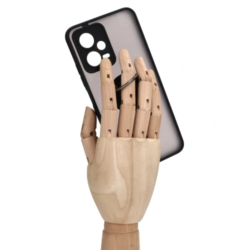 Etui z uchwytem na palec Bizon Case Hybrid Ring do Xiaomi Poco X5 / Redmi Note 12 5G przydymione z czarną ramką