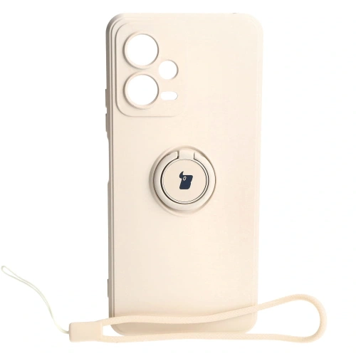 Etui Bizon Case Silicone Ring Sq do Xiaomi Redmi Note 12 5G/Poco X5 beżowe