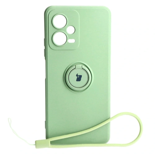 Etui Bizon Case Silicone Ring Sq do Xiaomi Redmi Note 12 5G/Poco X5 jasnozielone