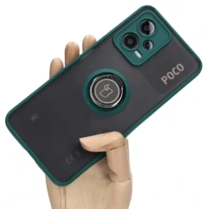 Hurtownia GSM - Etui z uchwytem na palec Bizon Case Hybrid Ring do Xiaomi Poco X5 / Redmi Note 12 5G przydymione z ciemnozieloną ramką - BIZ2299 - {ean13} - Hurt