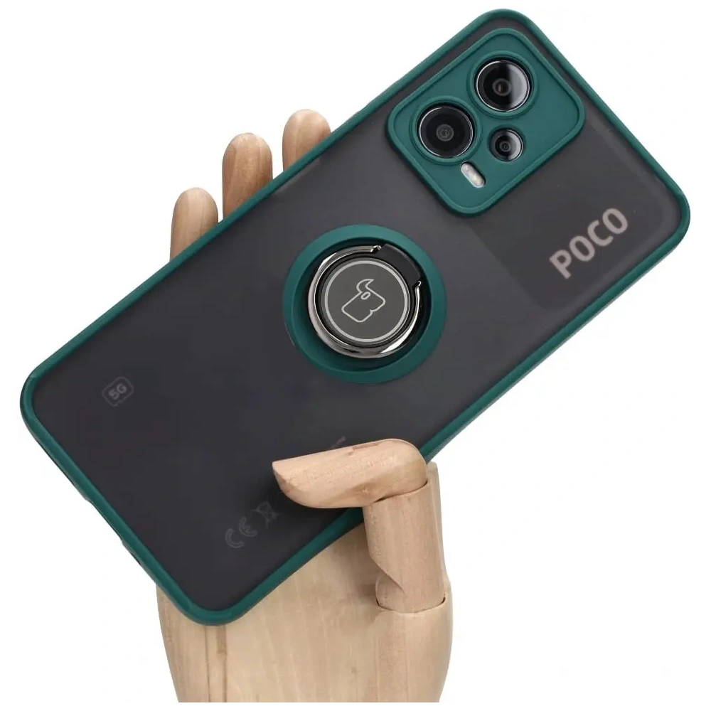 Wholesale Bizon Case Hybrid Ring Xiaomi Poco X5 / Redmi Note 12 5G smoky with a dark green frame - BIZ2299 - {ean13} - Hurt