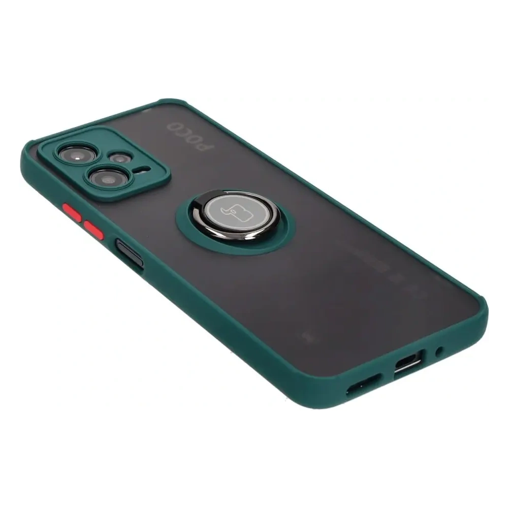 Wholesale Bizon Case Hybrid Ring Xiaomi Poco X5 / Redmi Note 12 5G smoky with a dark green frame - BIZ2299 - {ean13} - Hurt