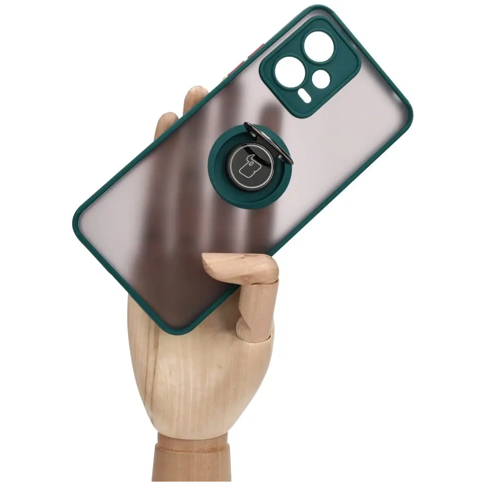Wholesale Bizon Case Hybrid Ring Xiaomi Poco X5 / Redmi Note 12 5G smoky with a dark green frame - BIZ2299 - {ean13} - Hurt