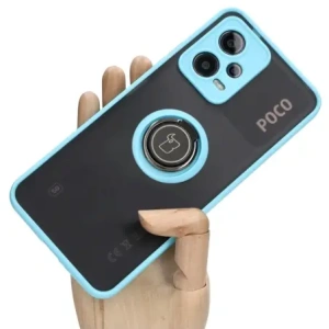 Hurtownia GSM - Bizon Case Hybrid Ring Xiaomi Poco X5 / Redmi Note 12 5G fumurii cu un cadru albastru deschis - BIZ2300 - {ean13} - Hurt