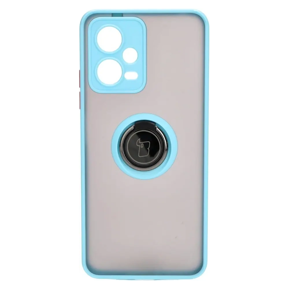 Hurtownia GSM - Bizon Case Hybrid Ring Xiaomi Poco X5 / Redmi Note 12 5G rauchig mit einem hellblauen Rahmen - BIZ2300 - {ean13} - Hurt