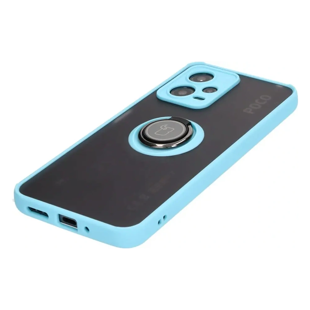 Hurtownia GSM - Bizon Case Hybrid Ring Xiaomi Poco X5 / Redmi Note 12 5G rauchig mit einem hellblauen Rahmen - BIZ2300 - {ean13} - Hurt
