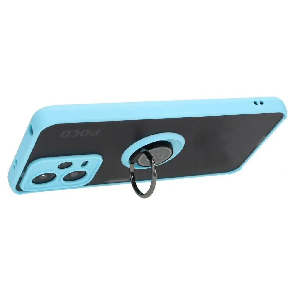 Hurtownia GSM - Bizon Case Hybrid Ring Xiaomi Poco X5 / Redmi Note 12 5G rauchig mit einem hellblauen Rahmen - BIZ2300 - {ean13} - Hurt