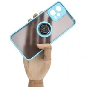 Hurtownia GSM - Bizon Case Hybrid Ring Xiaomi Poco X5 / Redmi Note 12 5G fumurii cu un cadru albastru deschis - BIZ2300 - {ean13} - Hurt