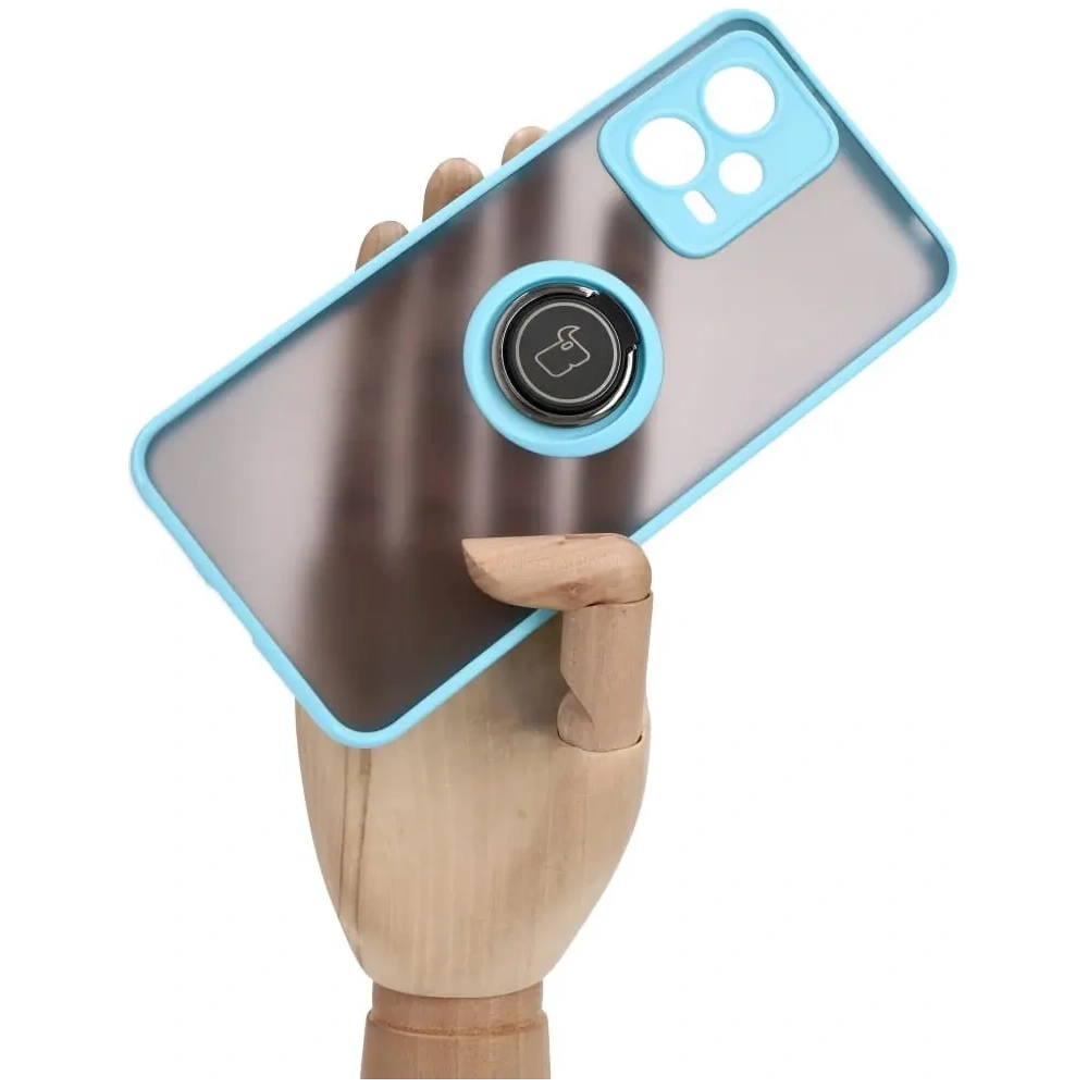 Hurtownia GSM - Bizon Case Hybrid Ring Xiaomi Poco X5 / Redmi Note 12 5G rauchig mit einem hellblauen Rahmen - BIZ2300 - {ean13} - Hurt