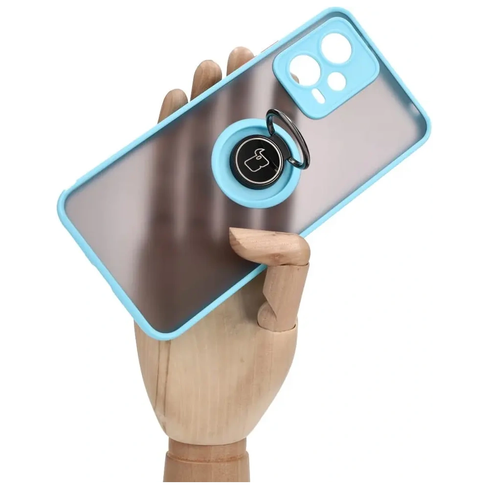Hurtownia GSM - Etui s úchytem na prst Bizon Case Hybrid Ring do Xiaomi Poco X5 / Redmi Note 12 5G kouřové s jasně modrým rámečkem - BIZ2300 - {ean13} - Hurt