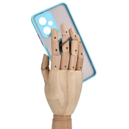 Etui z uchwytem na palec Bizon Case Hybrid Ring do Xiaomi Poco X5 / Redmi Note 12 5G przydymione z jasnoniebieską ramką
