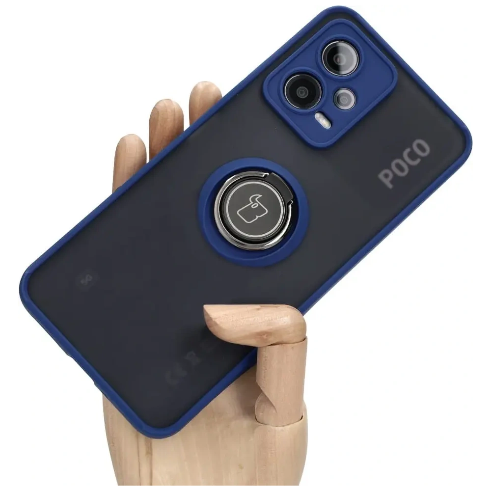 Wholesale Bizon Case Hybrid Ring Xiaomi Poco X5 / Redmi Note 12 5G smoky with a navy blue frame - BIZ2306 - {ean13} - Hurt