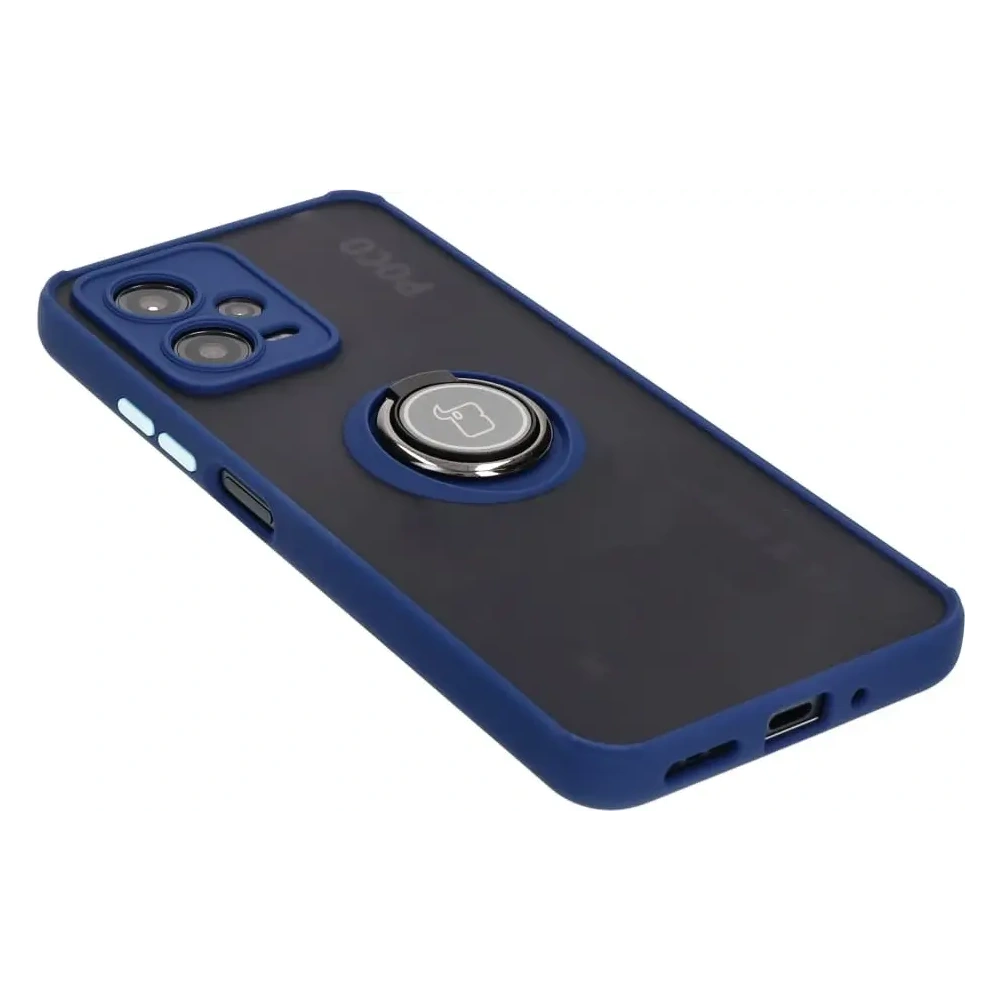 Wholesale Bizon Case Hybrid Ring Xiaomi Poco X5 / Redmi Note 12 5G smoky with a navy blue frame - BIZ2306 - {ean13} - Hurt