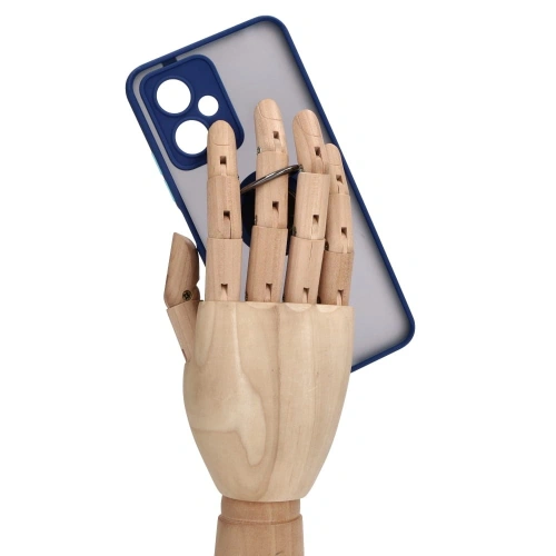 Etui z uchwytem na palec Bizon Case Hybrid Ring do Xiaomi Poco X5 / Redmi Note 12 5G przydymione z granatową ramką