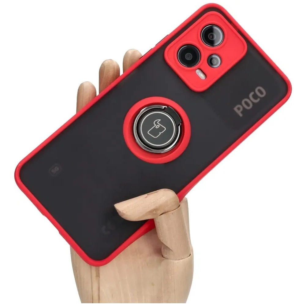 Hurtownia GSM - Bizon Case Hybrid Ring Xiaomi Poco X5 / Redmi Note 12 5G fumuriu cu un cadru roșu - BIZ2308 - {ean13} - Hurt