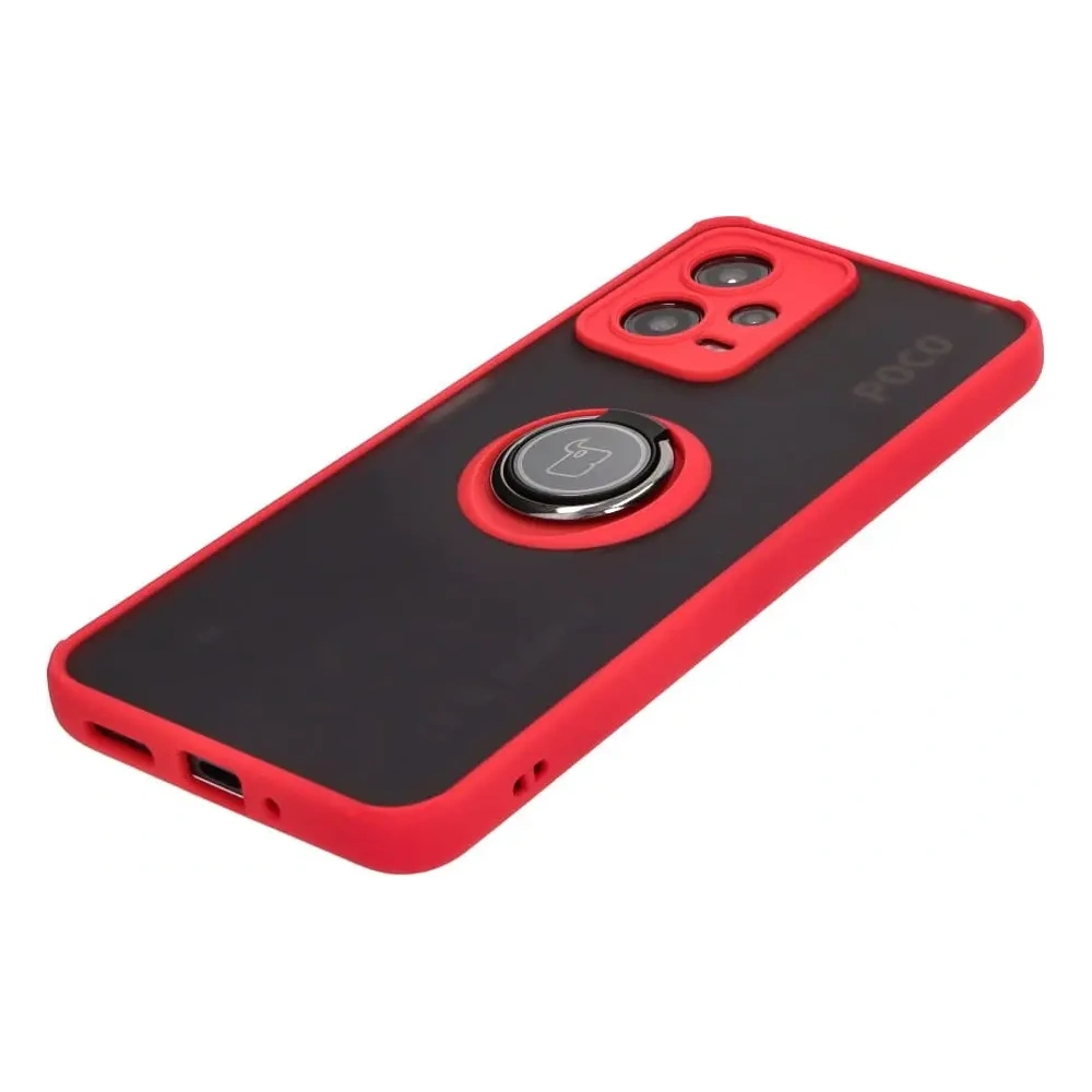 Hurtownia GSM - Bizon Case Hybrid Ring Xiaomi Poco X5 / Redmi Note 12 5G fumuriu cu un cadru roșu - BIZ2308 - {ean13} - Hurt