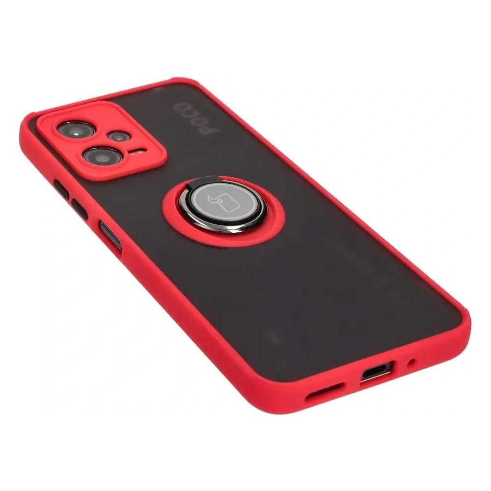 Hurtownia GSM - Bizon Case Hybrid Ring Xiaomi Poco X5 / Redmi Note 12 5G fumuriu cu un cadru roșu - BIZ2308 - {ean13} - Hurt
