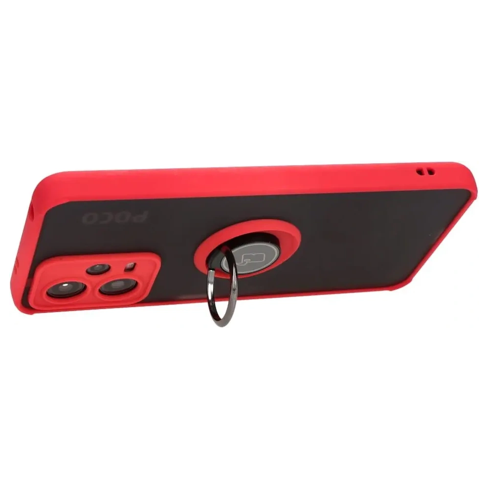 Hurtownia GSM - Bizon Case Hybrid Ring Xiaomi Poco X5 / Redmi Note 12 5G fumuriu cu un cadru roșu - BIZ2308 - {ean13} - Hurt
