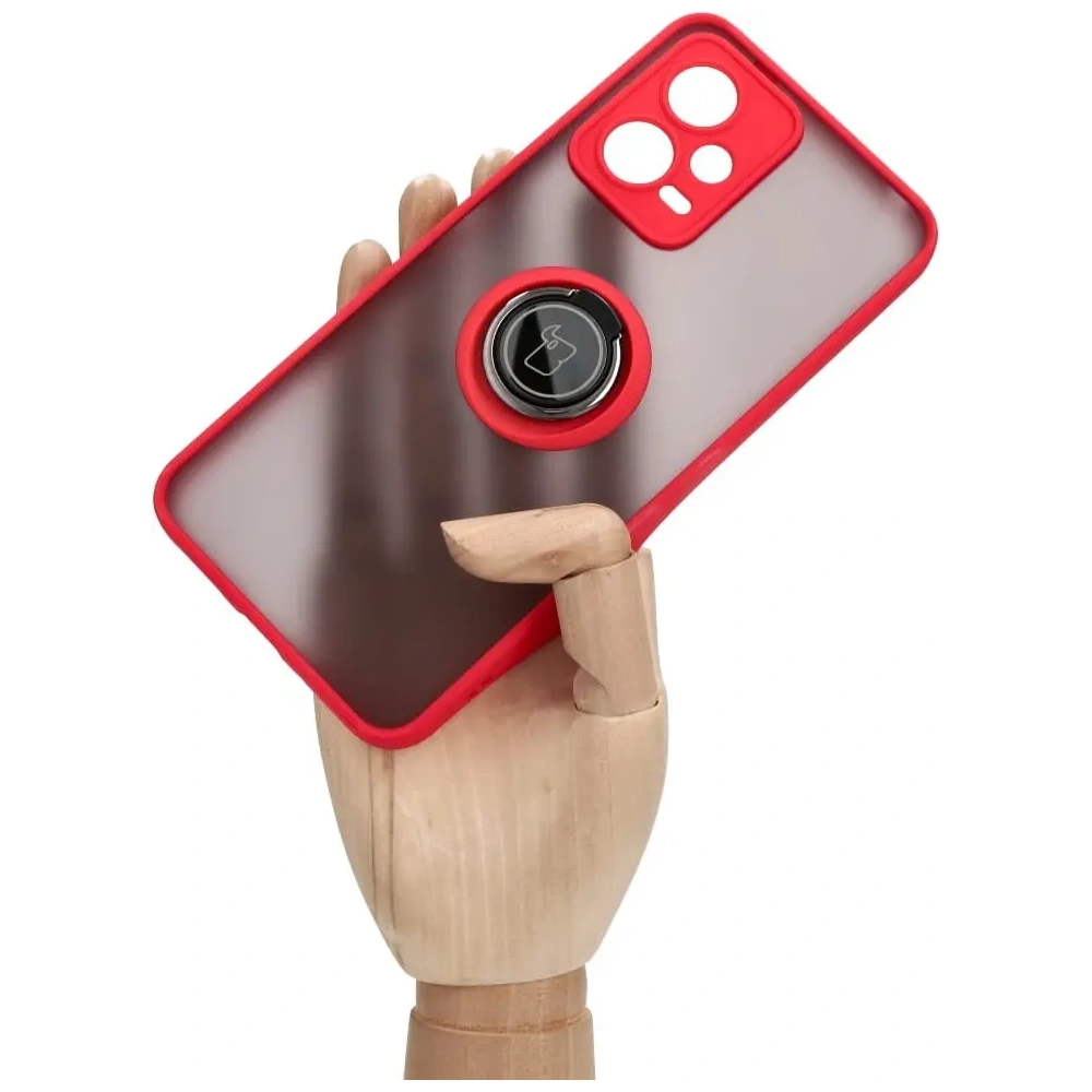 Hurtownia GSM - Bizon Case Hybrid Ring Xiaomi Poco X5 / Redmi Note 12 5G fumuriu cu un cadru roșu - BIZ2308 - {ean13} - Hurt