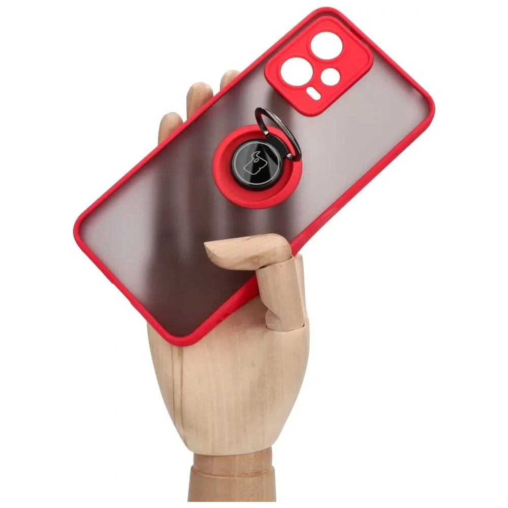 Hurtownia GSM - Bizon Case Hybrid Ring Xiaomi Poco X5 / Redmi Note 12 5G fumuriu cu un cadru roșu - BIZ2308 - {ean13} - Hurt
