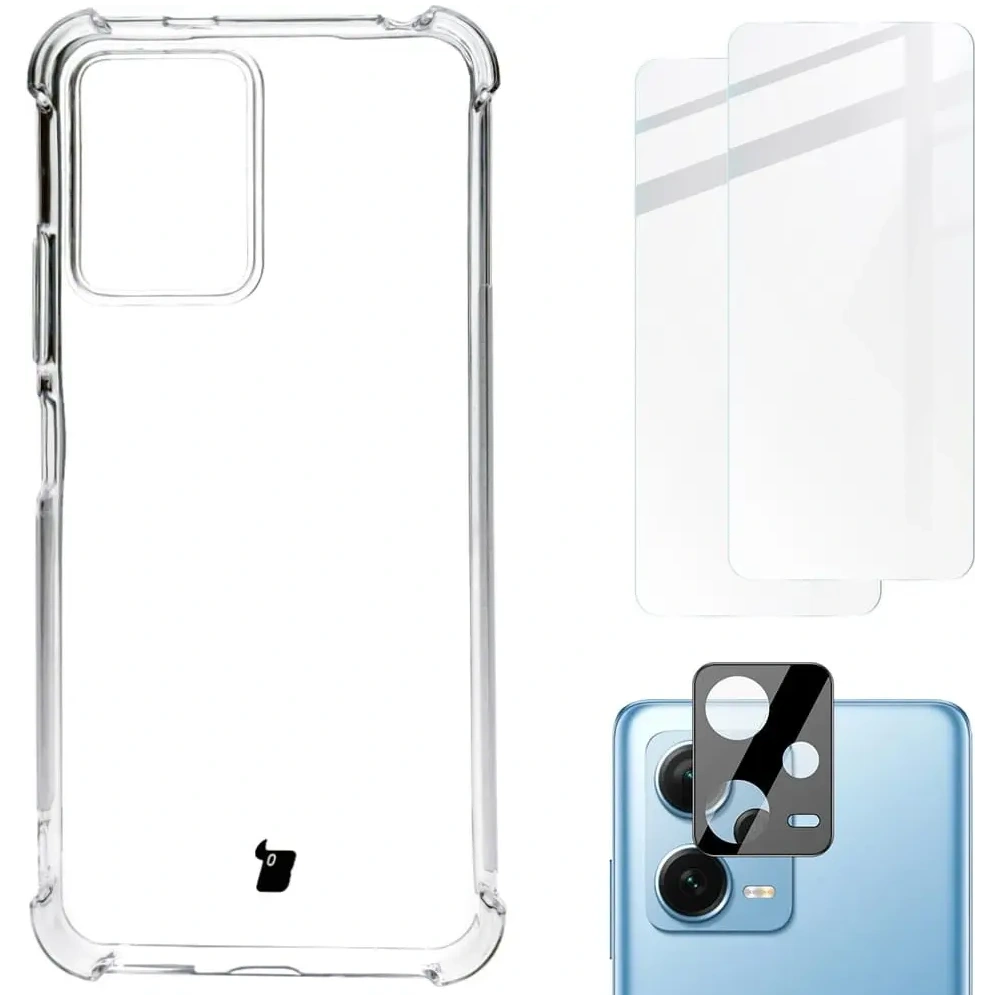 Hurtownia GSM - Etui + 2x szkło na ekran + obiektyw Bizon Case Clear Pack do Xiaomi POCO X5 / Redmi Note 12 5G przezroczyste - BIZ2310 - {ean13} - Hurt