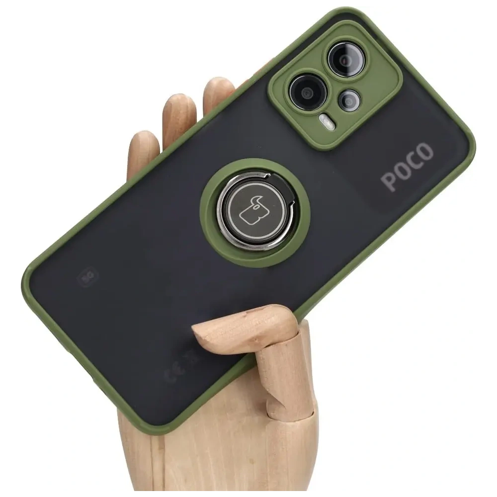 Hurtownia GSM - Bizon Case Hybrid Ring Xiaomi Poco X5 / Redmi Note 12 5G rauchig mit einem grünen Rahmen - BIZ2311 - {ean13} - Hurt