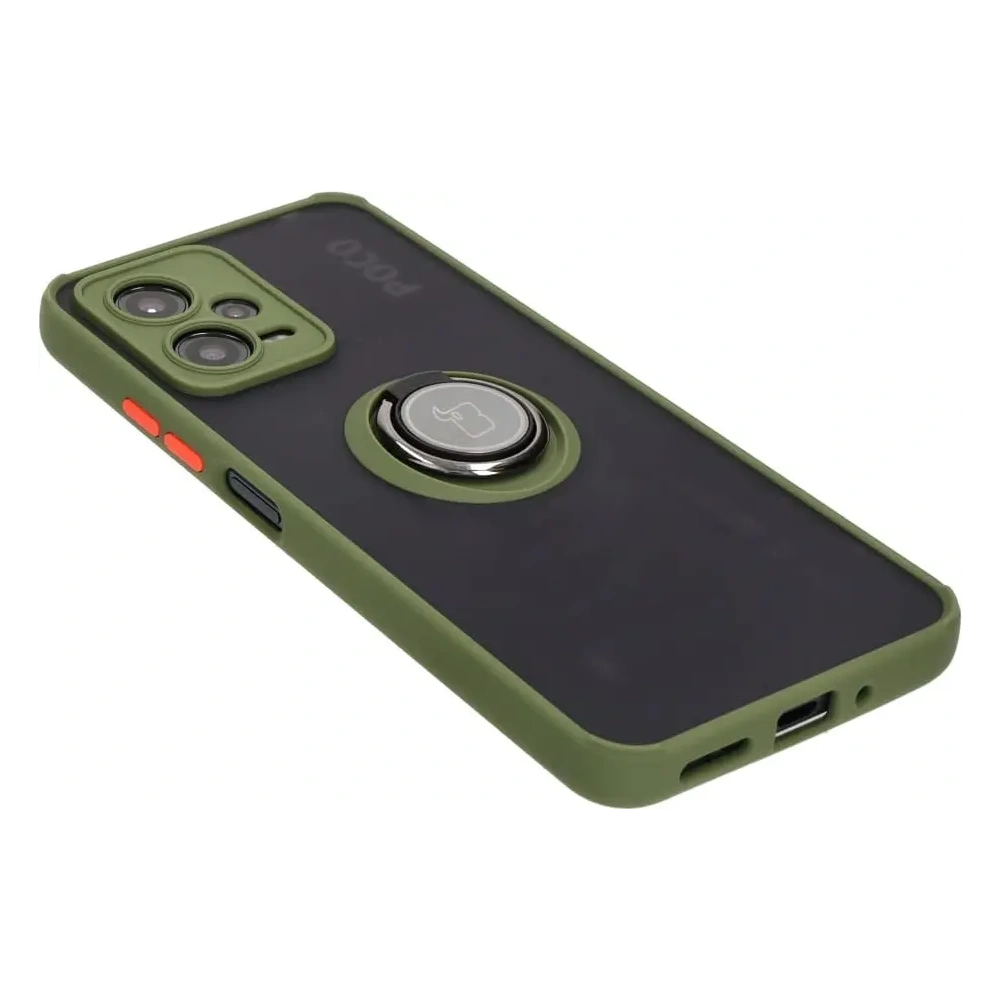 Wholesale Bizon Case Hybrid Ring Xiaomi Poco X5 / Redmi Note 12 5G smoky with a green frame - BIZ2311 - {ean13} - Hurt