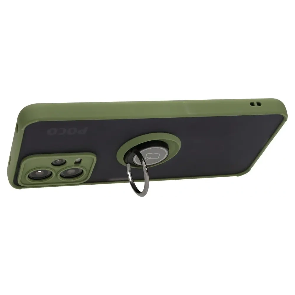 Wholesale Bizon Case Hybrid Ring Xiaomi Poco X5 / Redmi Note 12 5G smoky with a green frame - BIZ2311 - {ean13} - Hurt