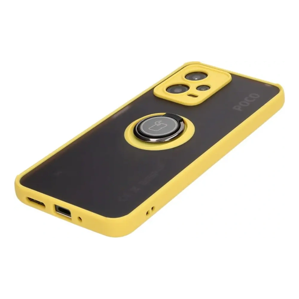 Hurtownia GSM - Bizon Case Hybrid Ring Xiaomi Poco X5 / Redmi Note 12 5G fumuriu cu un cadru galben - BIZ2312 - {ean13} - Hurt
