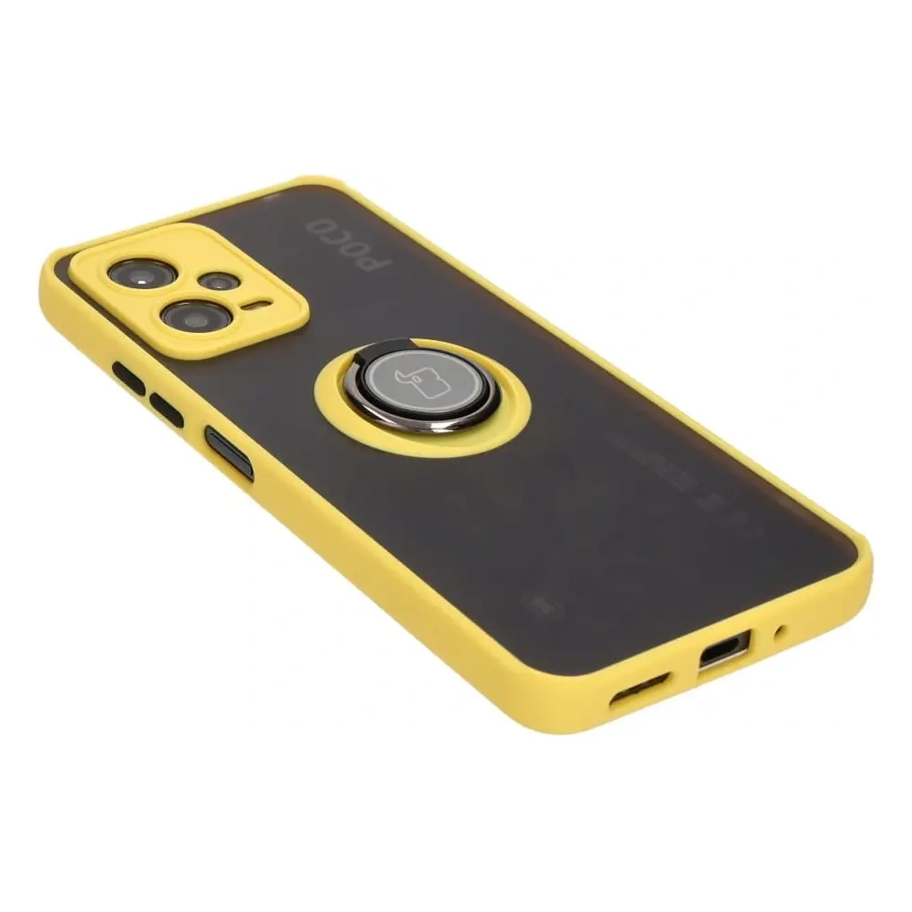 Hurtownia GSM - Bizon Case Hybrid Ring Xiaomi Poco X5 / Redmi Note 12 5G fumuriu cu un cadru galben - BIZ2312 - {ean13} - Hurt