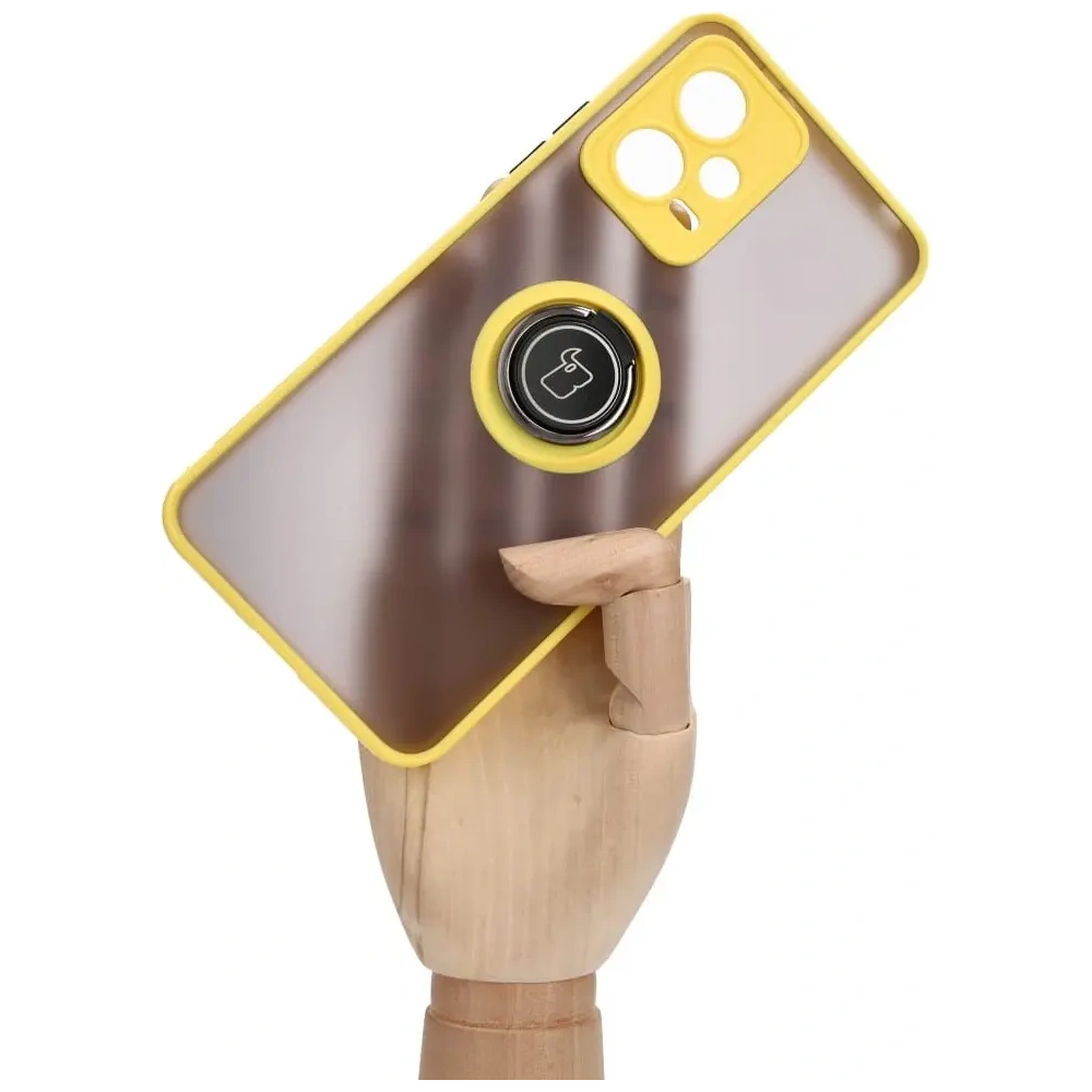 Hurtownia GSM - Bizon Case Hybrid Ring Xiaomi Poco X5 / Redmi Note 12 5G fumuriu cu un cadru galben - BIZ2312 - {ean13} - Hurt