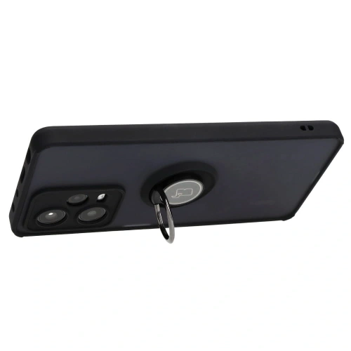 Etui z uchwytem na palec Bizon Case Hybrid Ring do Xiaomi Redmi Note 12 Pro 5G przydymione z czarną ramką