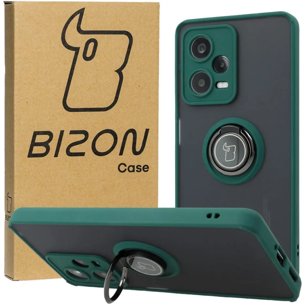 Wholesale Bizon Case Hybrid Ring Xiaomi Redmi Note 12 Pro 5G smoky with a dark green frame - BIZ2317 - {ean13} - Hurt