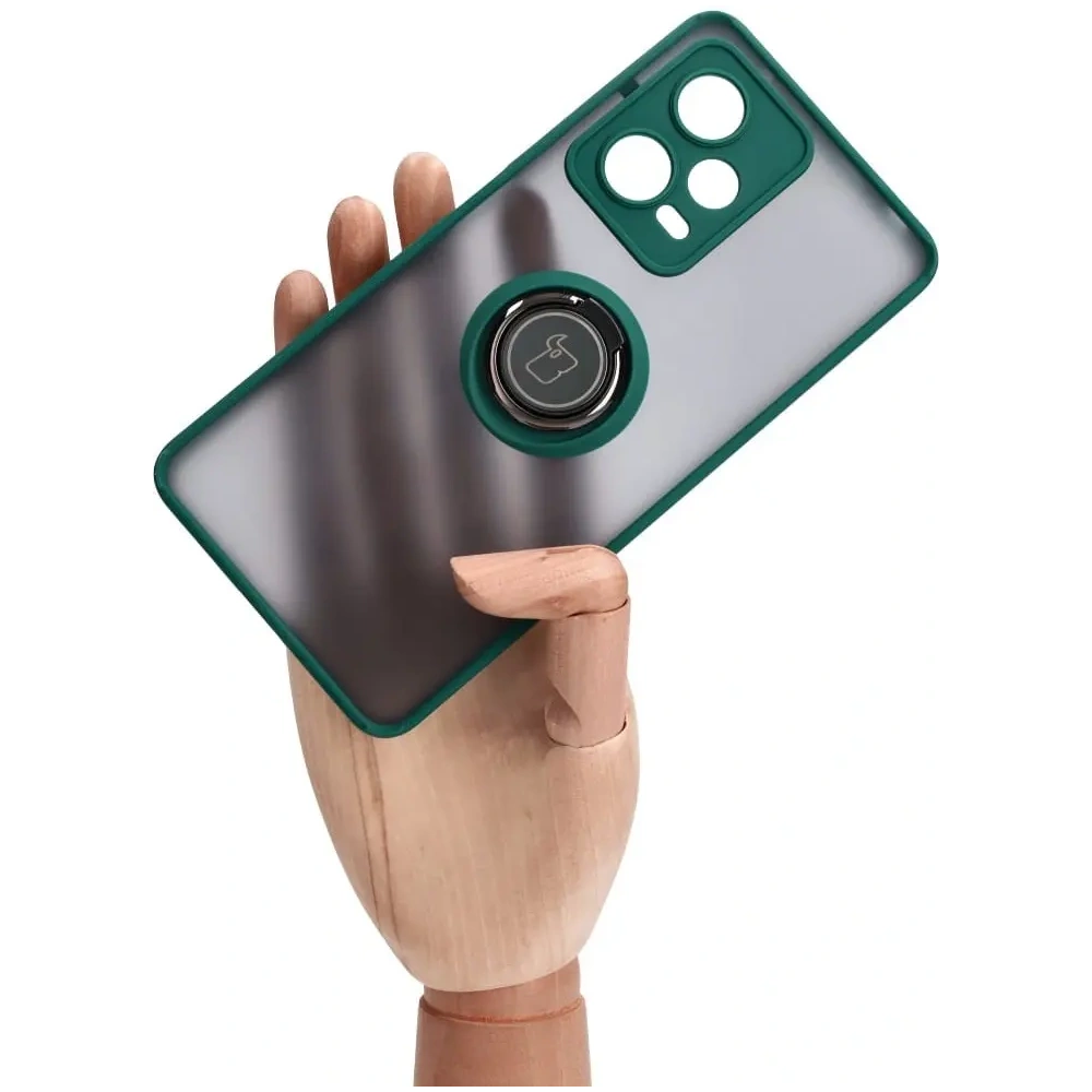 Hurtownia GSM - Bizon Case Hybrid Ring Xiaomi Redmi Note 12 Pro 5G fumurie cu un cadru verde închis - BIZ2317 - {ean13} - Hurt