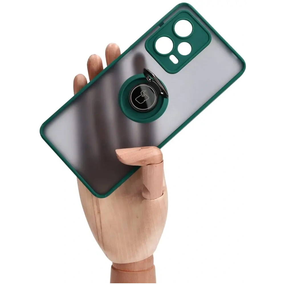 Hurtownia GSM - Bizon Case Hybrid Ring Xiaomi Redmi Note 12 Pro 5G fumurie cu un cadru verde închis - BIZ2317 - {ean13} - Hurt
