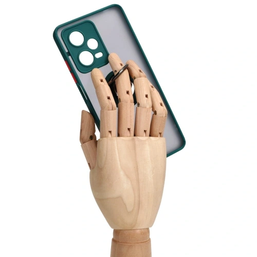 Etui z uchwytem na palec Bizon Case Hybrid Ring do Xiaomi Redmi Note 12 Pro 5G przydymione z ciemnozieloną ramką