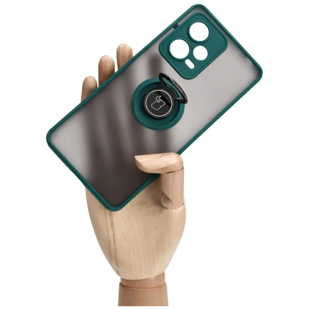 Wholesale Bizon Case Hybrid Ring Xiaomi Redmi Note 12 Pro+ 5G smoky with a dark green frame - BIZ2326 - {ean13} - Hurt