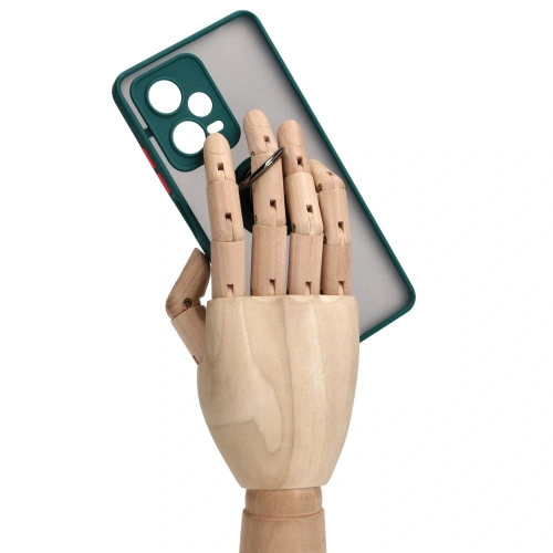Etui z uchwytem na palec Bizon Case Hybrid Ring do Xiaomi Redmi Note 12 Pro+ 5G przydymione z ciemnozieloną ramką