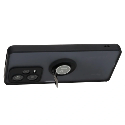 Etui z uchwytem na palec Bizon Case Hybrid Ring do Xiaomi Redmi Note 12 Pro+ 5G przydymione z czarną ramką