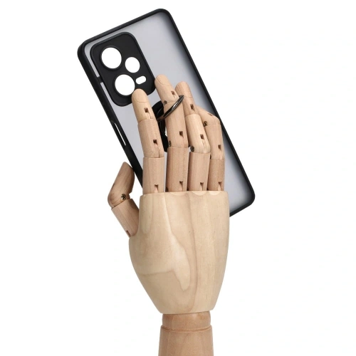 Etui z uchwytem na palec Bizon Case Hybrid Ring do Xiaomi Redmi Note 12 Pro+ 5G przydymione z czarną ramką