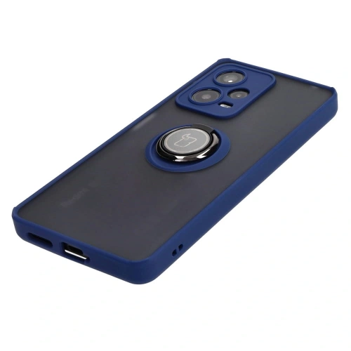 Etui z uchwytem na palec Bizon Case Hybrid Ring do Xiaomi Redmi Note 12 Pro+ 5G przydymione z granatową ramką