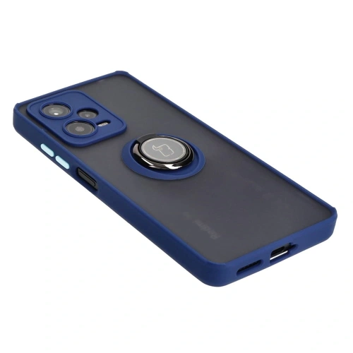 Etui z uchwytem na palec Bizon Case Hybrid Ring do Xiaomi Redmi Note 12 Pro+ 5G przydymione z granatową ramką