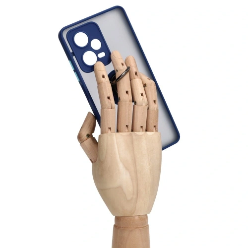 Etui z uchwytem na palec Bizon Case Hybrid Ring do Xiaomi Redmi Note 12 Pro+ 5G przydymione z granatową ramką